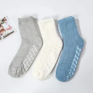 3 pairs Home plush sleeping socks, anti slip coral fleece, Bottom anti slip silicone, Cozy Gifts for Women & Elderly Womenswear Comfort