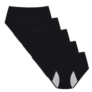 Period Underwear For Women Menstrual Leakproof Panties Bladder Leak Protection Control Briefs Black-5 Packs