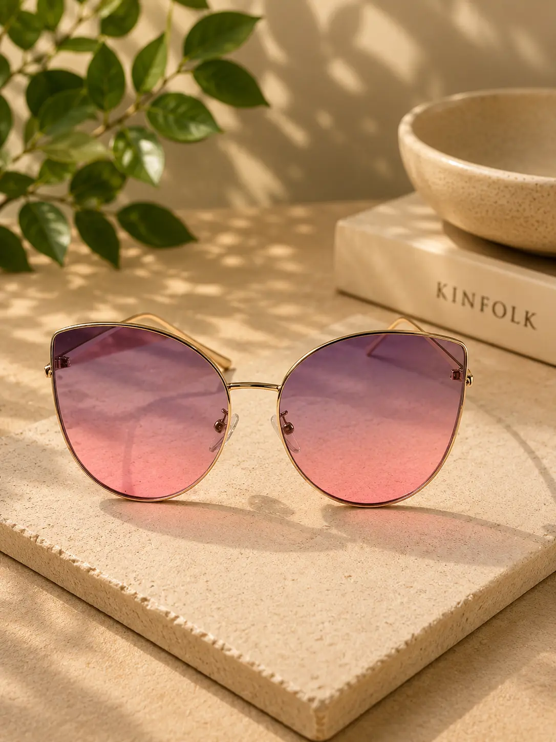 Luxe Gold Sunglasses with Gray Pink Lens