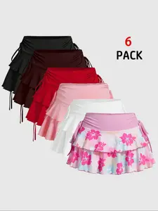 Women's Ruffle Trim Tiered Layer Tie Side Skirt, Elegant Fashion Casual Plain & Floral Print Skirt for Daily Outdoor Wear, Women Bottoms for Summer