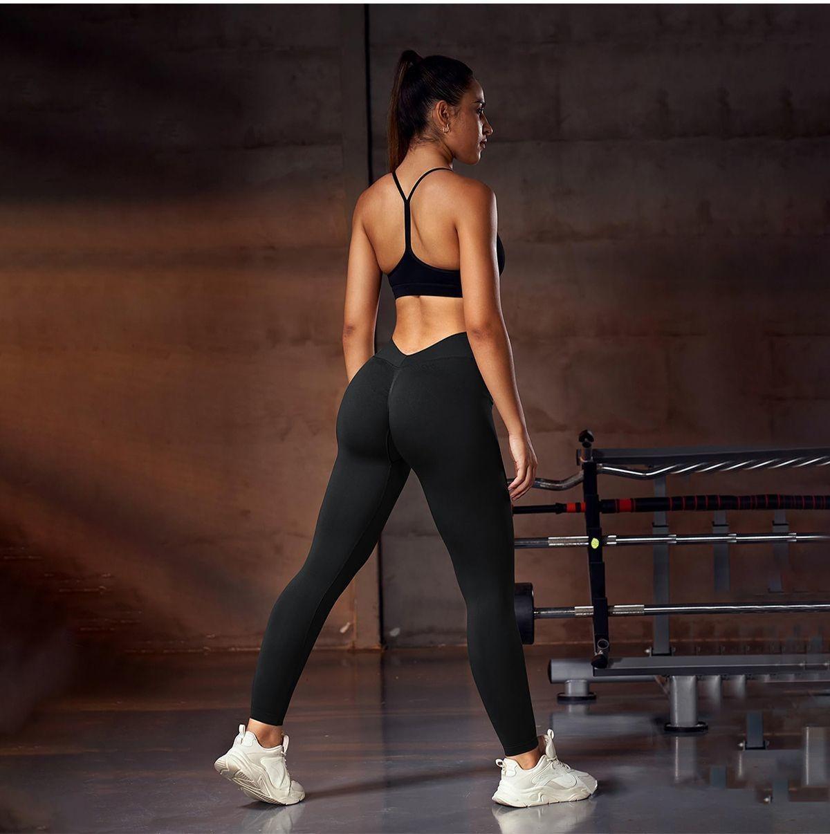HALO LJ V-Back Scrunch Butt Leggings Women's High Waisted Tummy Control Workout Pants