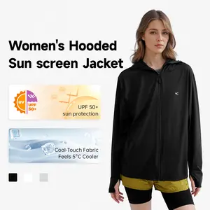 VVC Women's Hooded Sunscreen Jacket UPF 50+ UV Blocking Lightweight Outdoor Sun Protection Coat Casual Cool-Touch Fabric 5°C Cooler