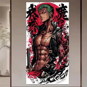 1 DIY diamond painting kit, 5D diamond art set, DIY decoration, green short hair, muscular tattoos, samurai sword. Diamond painting kit with full round drills, mosaic, diamond art, DIY art home decoration, suitable for Christmas.