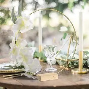 Metal Hoop Center Decoration, 20pcs/set Durable Metal Hoop Center Decoration with Wooden Base, DIY Wedding Table Decoration, Home Decor, Ornaments, Wedding Centerpieces