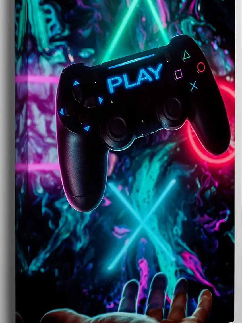 Gamer Wall Art Prints Gaming Canvas Wall Art Framed Video Game Poster Gaming Decor for Boys Room Teen Bedroom Playroom Decoration Ready to Hang SHJY-02294