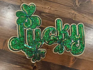 Lucky Sequin Patch | St Patrick’s Day Patch | Green Sparkly Iron-On Patch | Jacket Hoodie Tote Patch