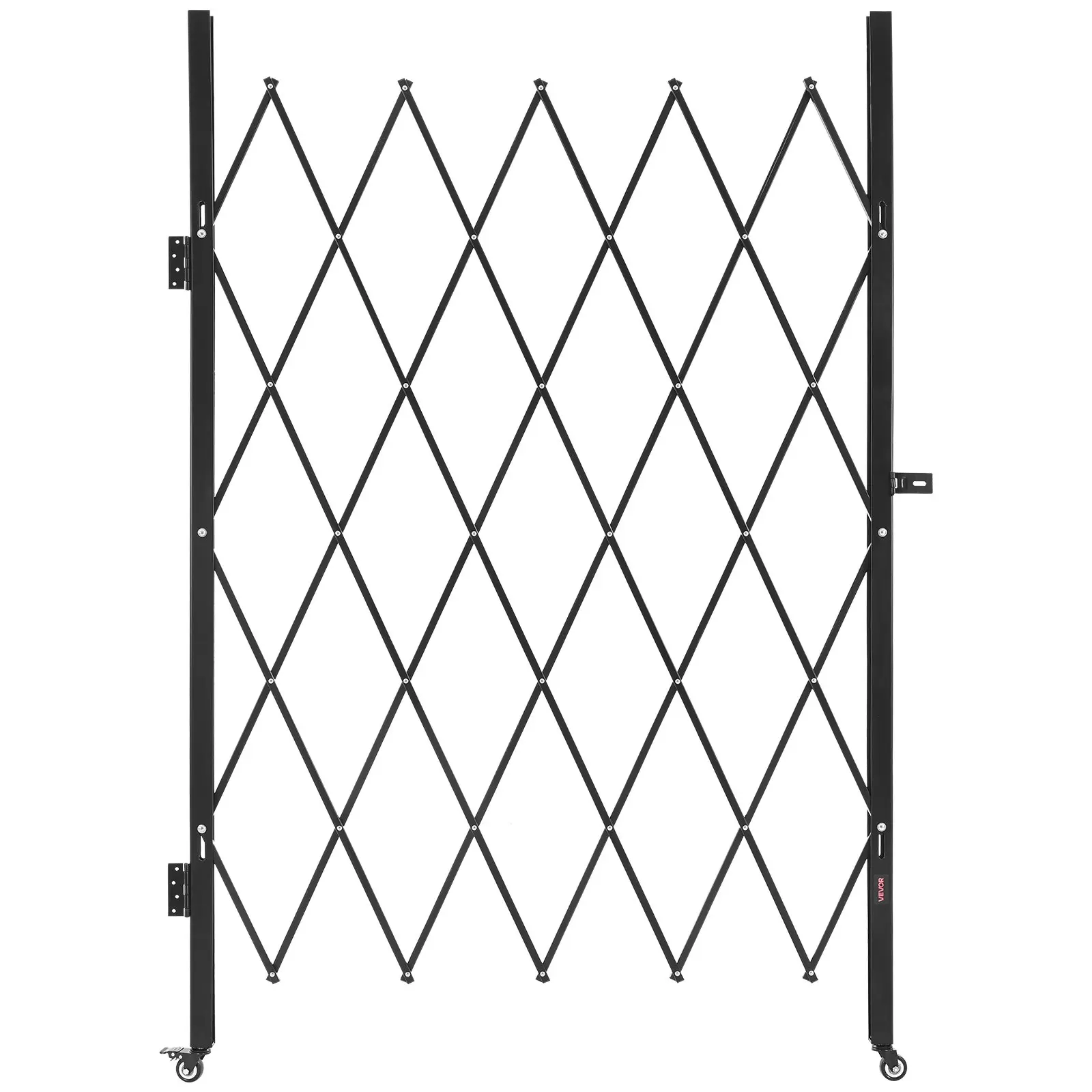 VEVOR Single Scissor Fold Metal Security Gate, 49.61 w x 77.76 h inch Lockable Anti-Tamper Steel Frame Gate with 360° Swivel Casters, 44.97 lbs Easy Transport & Storage Barricade for Pool, Basements