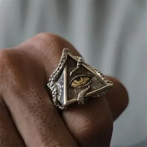 Hot Selling Accessory Horus Eye Men's Octopus Triangle Eye Personalized Ring Men's Octopus Triangle Eye Personality Ring Zinc Alloy Ring