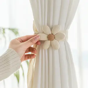 Curtain Tiebacks, 2 Pack Simple Elegant Rope Curtains Holdback Flower Curtain Holdbacks Curtains Tieback Accessories Wall Decoration for Home Office Decor, Home Interior Decoration Accessories, Window Decorations Supplies