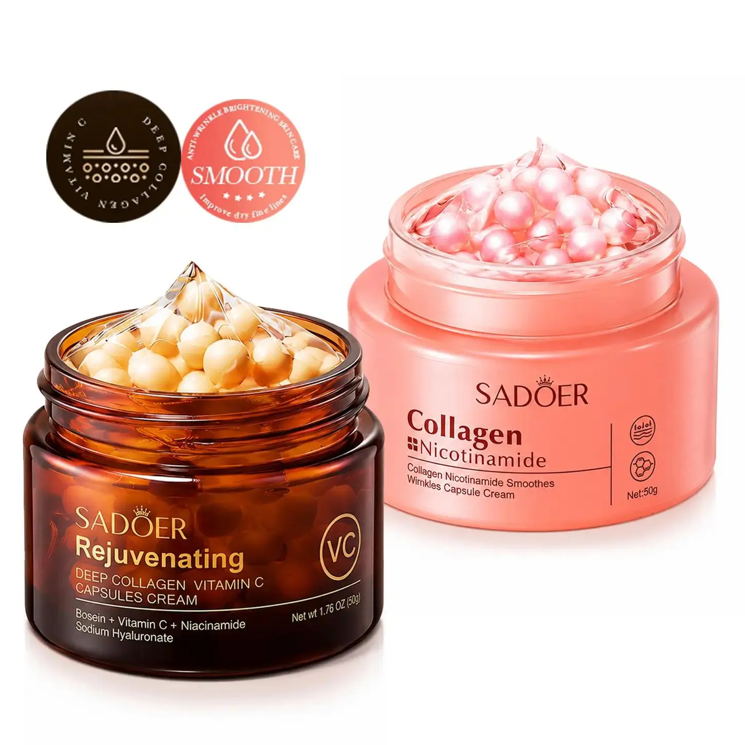 Korean Brightening Cream | Firming Collagen & Vitamin C Moisturizer Capsule Creams for Uneven Skin Tone, Glow Hydration, Korean Skincare