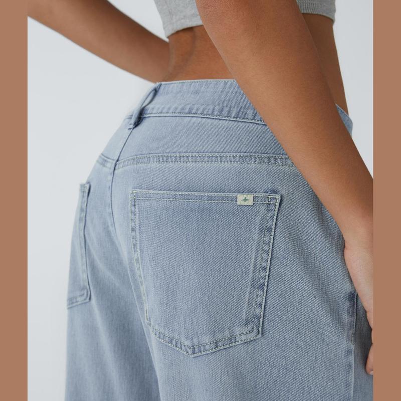 Halara Flex Asymmetric Low Rise Zipper Pockets Baggy Wide Leg Washed Casual Jeans Halara Flex Asymmetric Low Rise Zipper Pockets Baggy Wide Leg Washed Casual Jeans