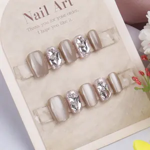 30 Pcs Short Press-On Fake Nails in Colorful Crystal Design, Cute Japanese French Style with Jelly Glue and File, Ideal for Parties and Everyday Wear, Nail Decoration