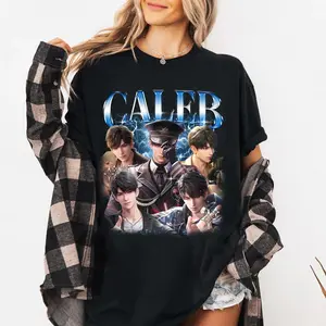 Vintage Caleb Blue Ice Lightning Love and Deepspace Graphic T-Shirt - Retro 90s Otome Game Bootleg Fan Merchandise Unisex Tee