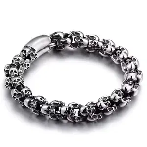 Skull Link Bracelet Unisex 12mm/15mm Detailed Skull Design for Men and Women