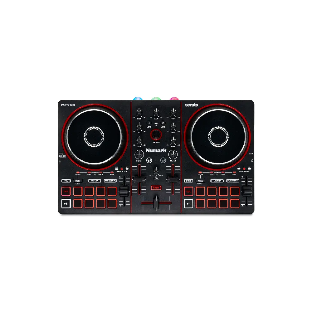 NUMARK PARTY MIX III 2-Deck DJ Controller w/Party Lights built-in