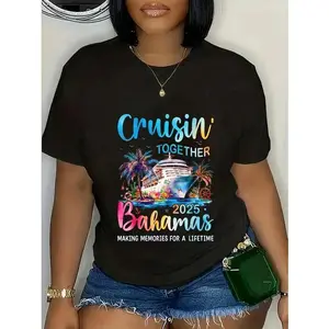 cotton Cruisin Together Bahamas 2025 Family Cruise Bahamas Vacation T-Shirt casual Fashion graphic tees women