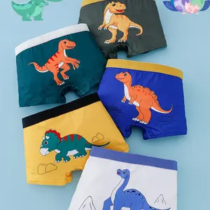 5pcs Boys' Teen Knitted Dinosaur Print Briefs, Comfortable Fit, Loose-Fitting, All Seasons Wear, No Snagging, Anti-Pilling