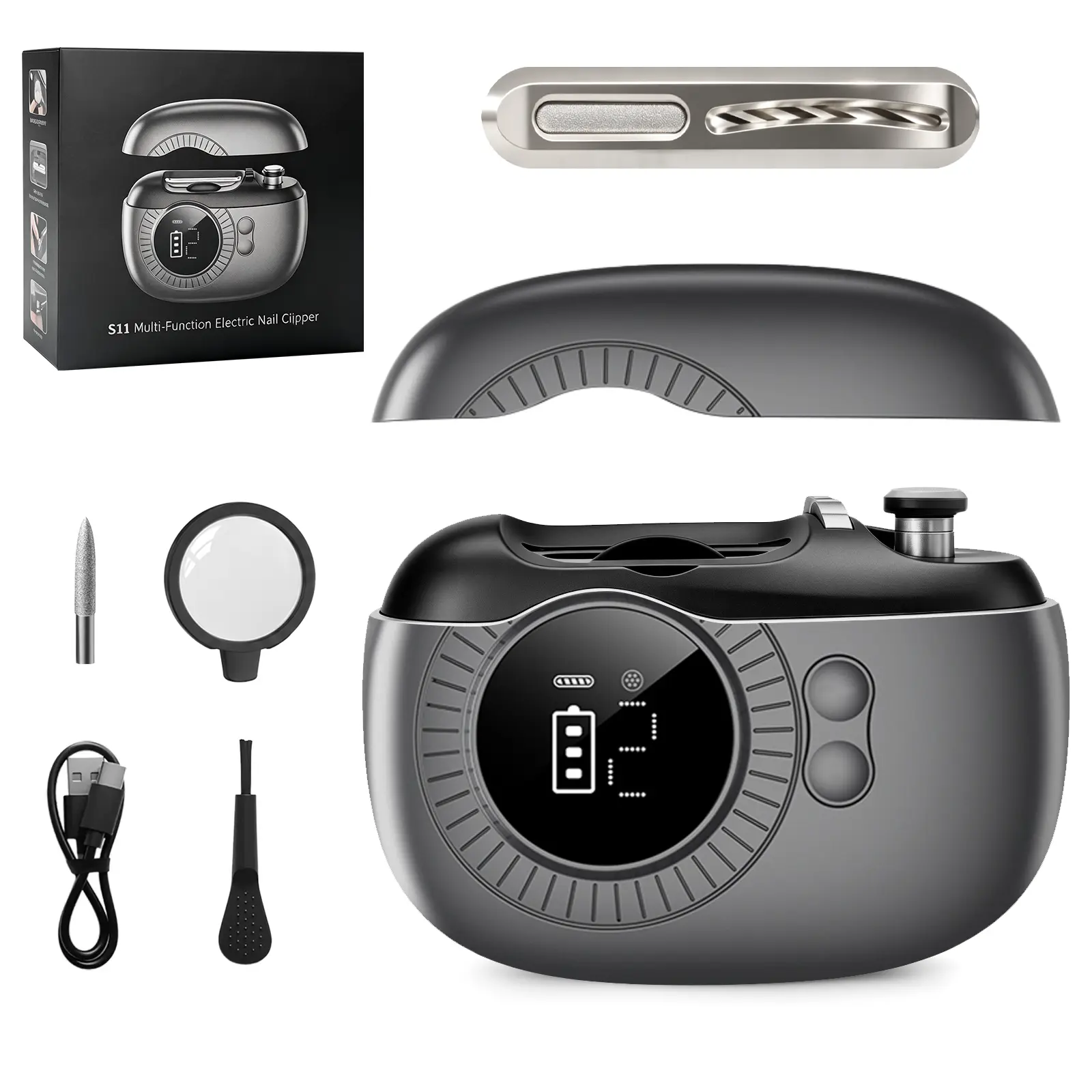 Selanvino Electric Nail Clipper 3-in-1 Nail Trimmer with LED Light & Collector
