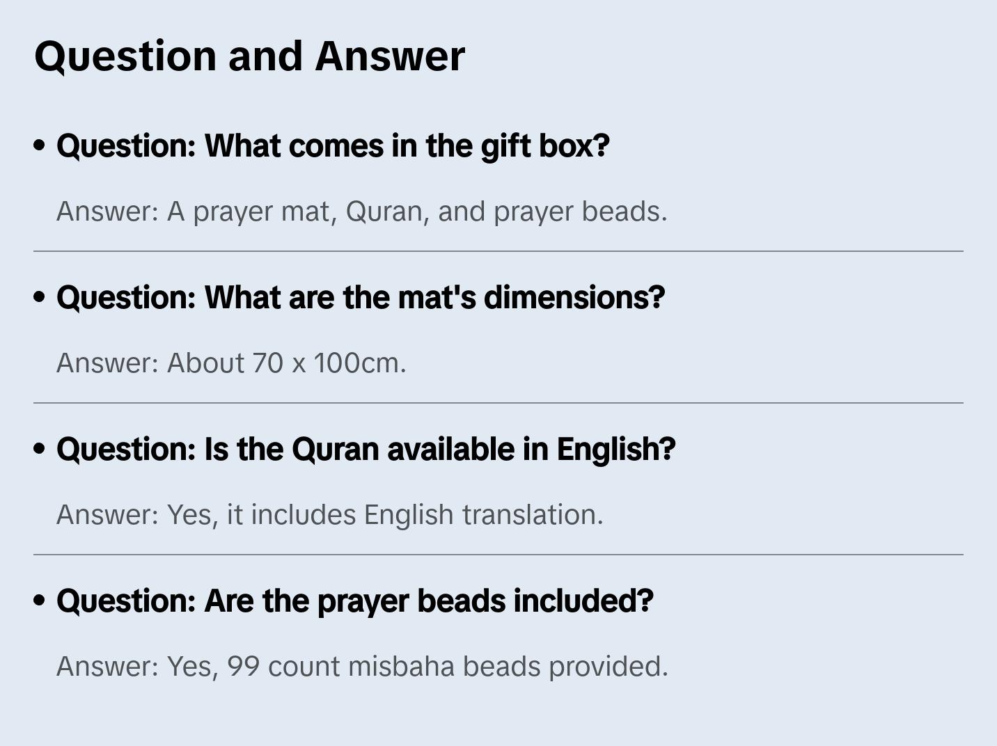 Prayer Rug Gift Box Set - With Quran & Prayer Beads Blue