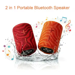 2 in 1 TWS Split Stone Bluetooth Speaker, Upgraded Wireless Dual Speaker, HD Loud Stereo Deep Bass, IPX5 Waterproof RGB Lights, Portable Boom Box for Beach Camping Travel Summer Outdoor Party