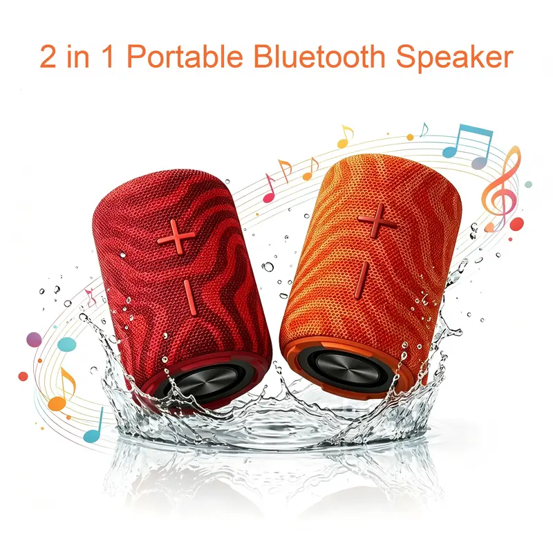 2-in-1 TWS Split Stone Bluetooth Speaker, Upgraded Wireless Dual Speaker, HD Loud Stereo Deep Bass, IPX5 Waterproof, RGB Lights, Portable Boom Box for Beach Camping Outdoor Use