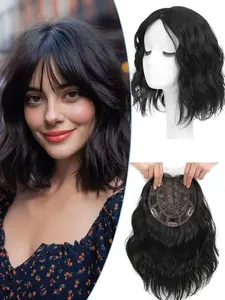 Hair Toppers for Women With Thinning Hair 12 Inch, 360° 3D Synthetic Lightweight & Breathable Short Wavy With 6.5"x6.5" Base, Quick Styling for Daily Wear