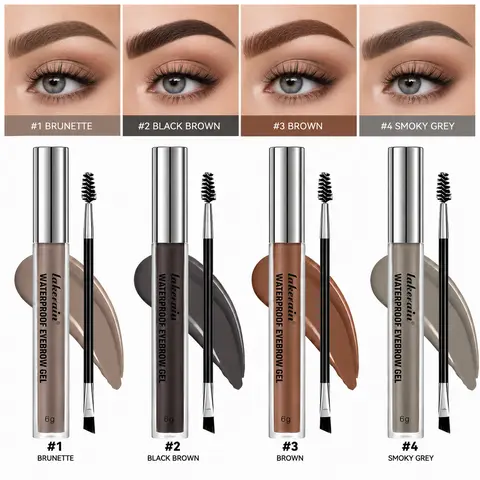 4-Color Waterproof Tinted Brow Gel - Non-Fading, Long-Lasting Pigment for Precise Definition & Effortless Wild Looks, Easy-to-Use Women's Eyebrow Makeup Tool