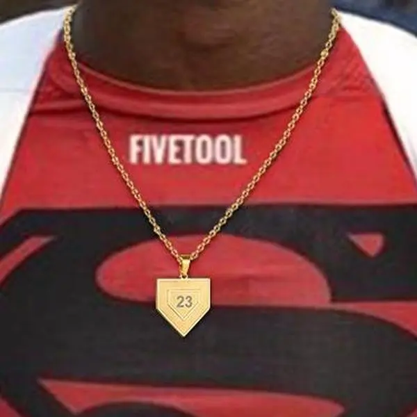 U7 23 Baseball Bat Pendant Necklace, Hypoallergenic Ion Plating Stainless Steel Sport Jewelry Accessory