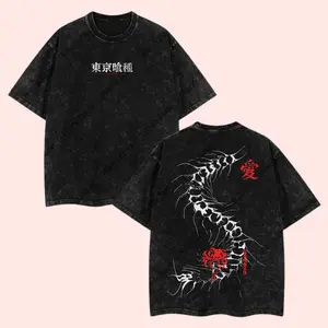 Limited Edition Centipede Kaneki Ken - Tokyo Ghoul Anime Double Printed Oversize Lightweight Acid Washed Graphic Tee, Gift For anime lover, Daily Wear full  color  tee Classic Clothes