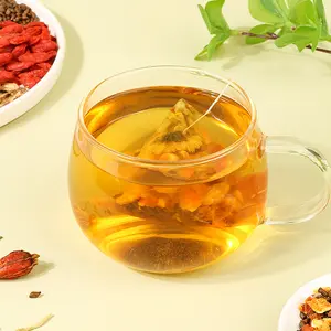 Goji and Chrysanthemum Tea includes 8 high-quality formulas: burdock root, honeysuckle, osmanthus, gardenia, and orange peel, in 5g * 30 bags, Beverage Taffy