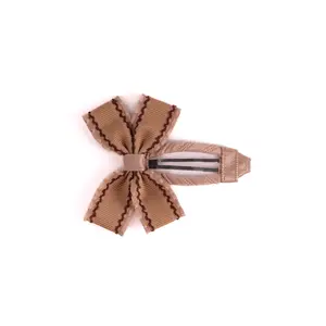 Fabric Butterfly Hair Clip – Khaki with Ric-Rac Edge