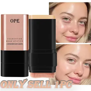 Foundation Stick, Waterproof Sweatproof, All-Day Wear, Creamy Non-Drying Formula, M-Shaped Brush for Precise Application, Soft Focus Finish, Lazy Quick Makeup