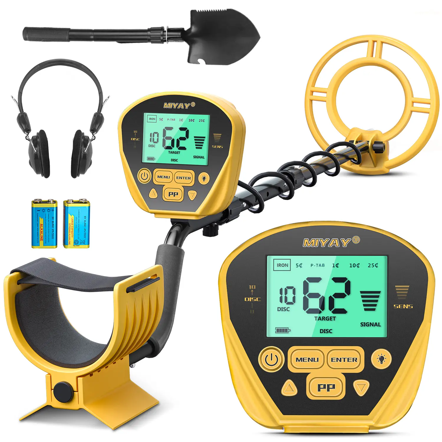 Metal Detector for Adults - Professional Gold and Silver Detector with LCD Display, High Accuracy Waterproof Pinpoint 5 Modes, 10" Coil Lightweight Metales Detectors Stem Adjustable to 60.2"