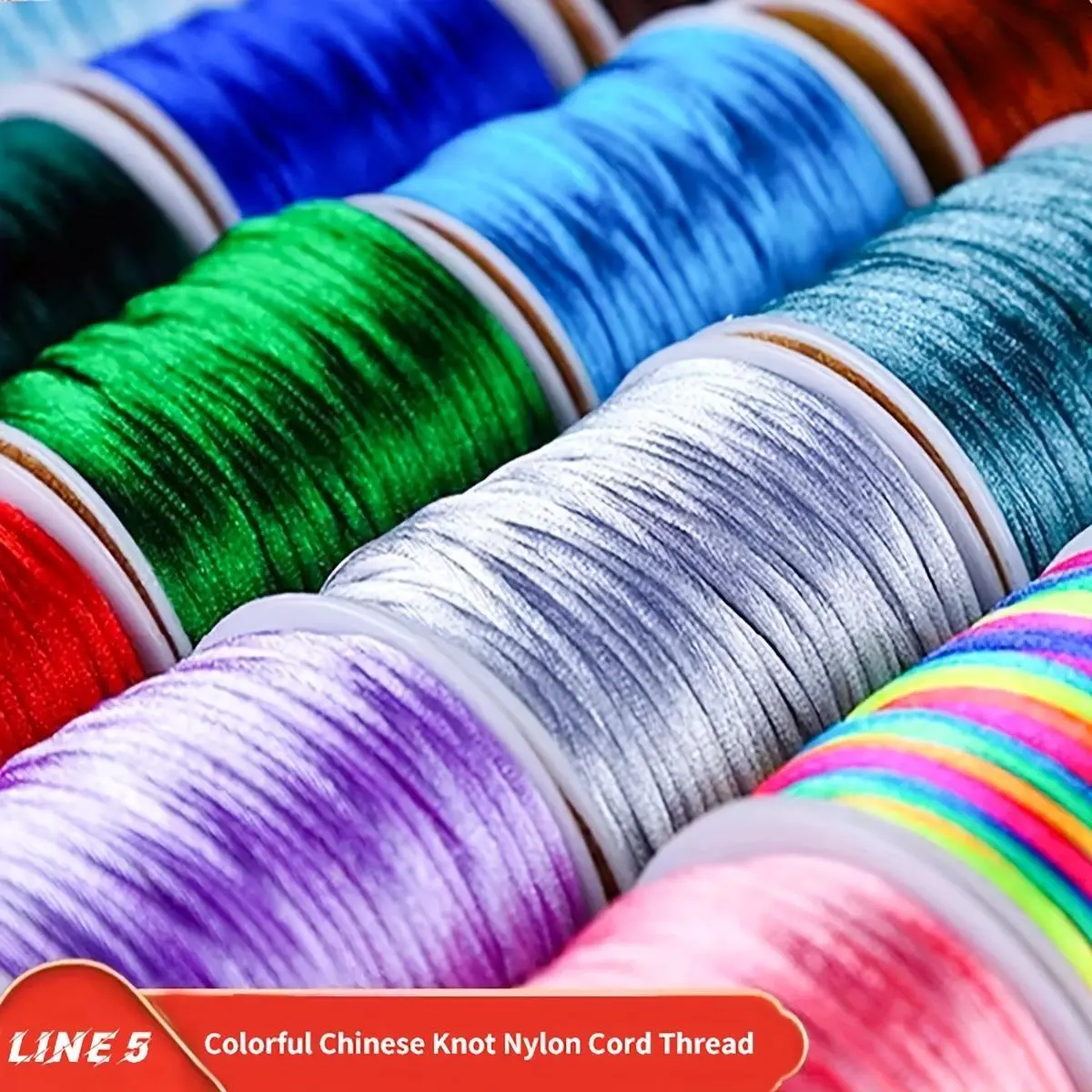 Brightly colored decorative lines, Macarais thread, Embroidery thread, Thread for sewing, decorative woven rope, pull rope, string, items for DIY bracelet making