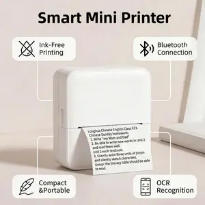 1 Set Portable Mini Thermal Printer, USB Rechargeable Wireless Bluetooth Sticker & Label Printer with Paper Rolls, Pocket Photo Printer Compatible with iOS & Android for Home, Office, School & Children's DIY Crafts, Thermal Label Maker