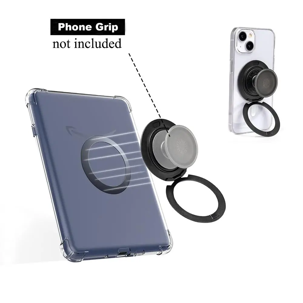 GaNinno R Stand: MagSafe-Compatible Detachable Stand for Kindle, iPhone & Phones | Pop-Grip( Not Included!) | Multi-Angle Reading/Viewing Holder + Tra