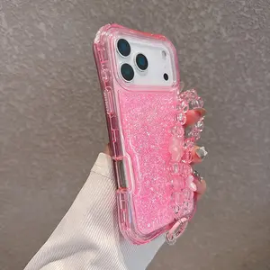 Anti-Drop Phone Case with Wrist Strap, Four-Corner Protection Sparkle Design, Compatible with iPhone 17 Pro Max/17/16 Pro Max/15 Pro Max/14/13/12/11