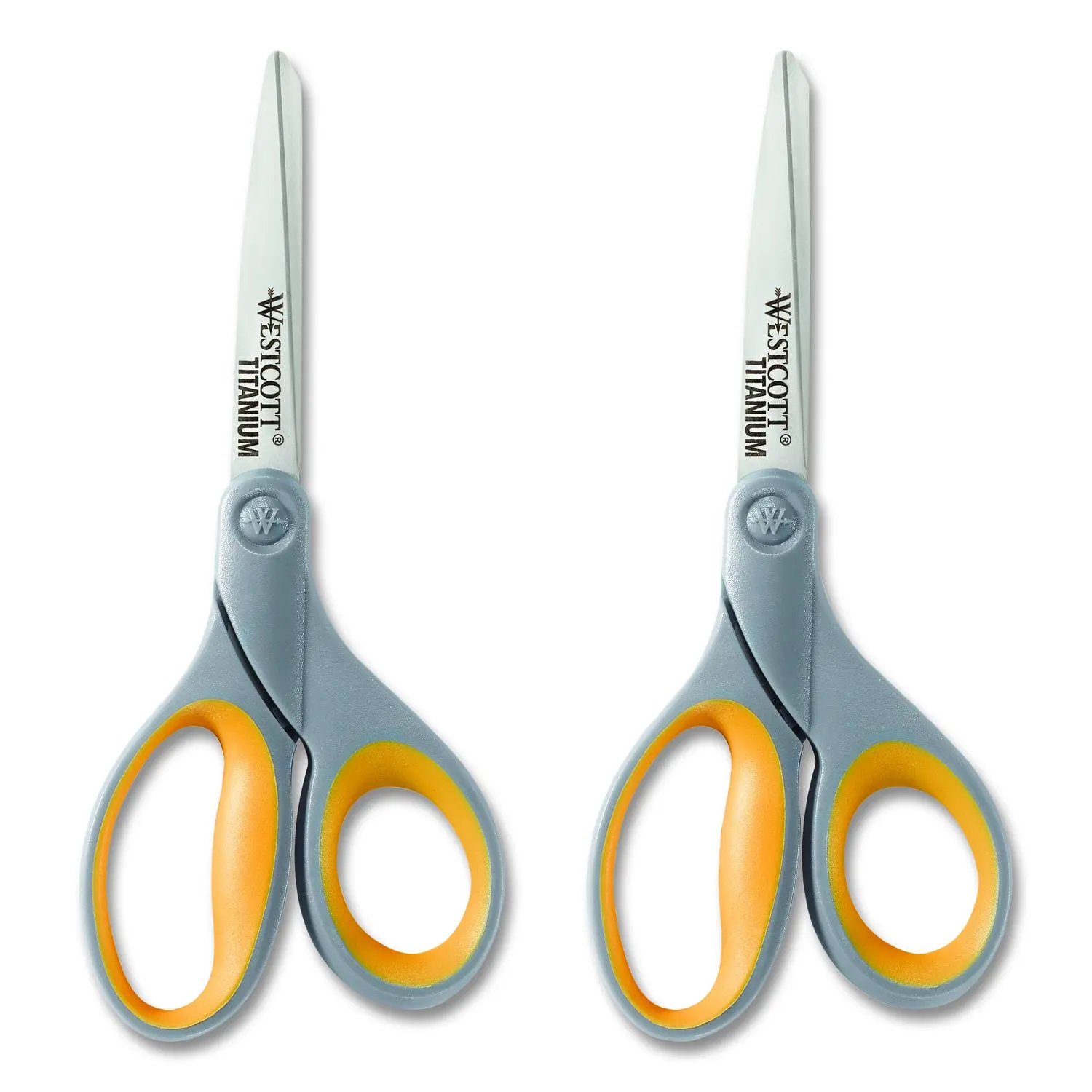 Westcott Titanium Bonded Scissors 8" Gray/Yellow Straight Handles 2/Pack 13901