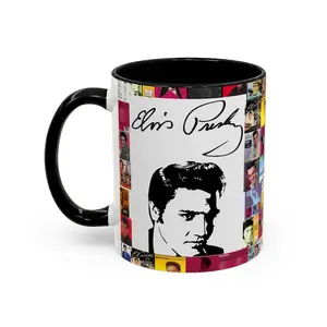 Elvis Presley Vintage Concert Poster Mug, Rock n Roll Memorabilia Cup, Retro Music Lover Gift, Elvis Fan Ceramic Mug