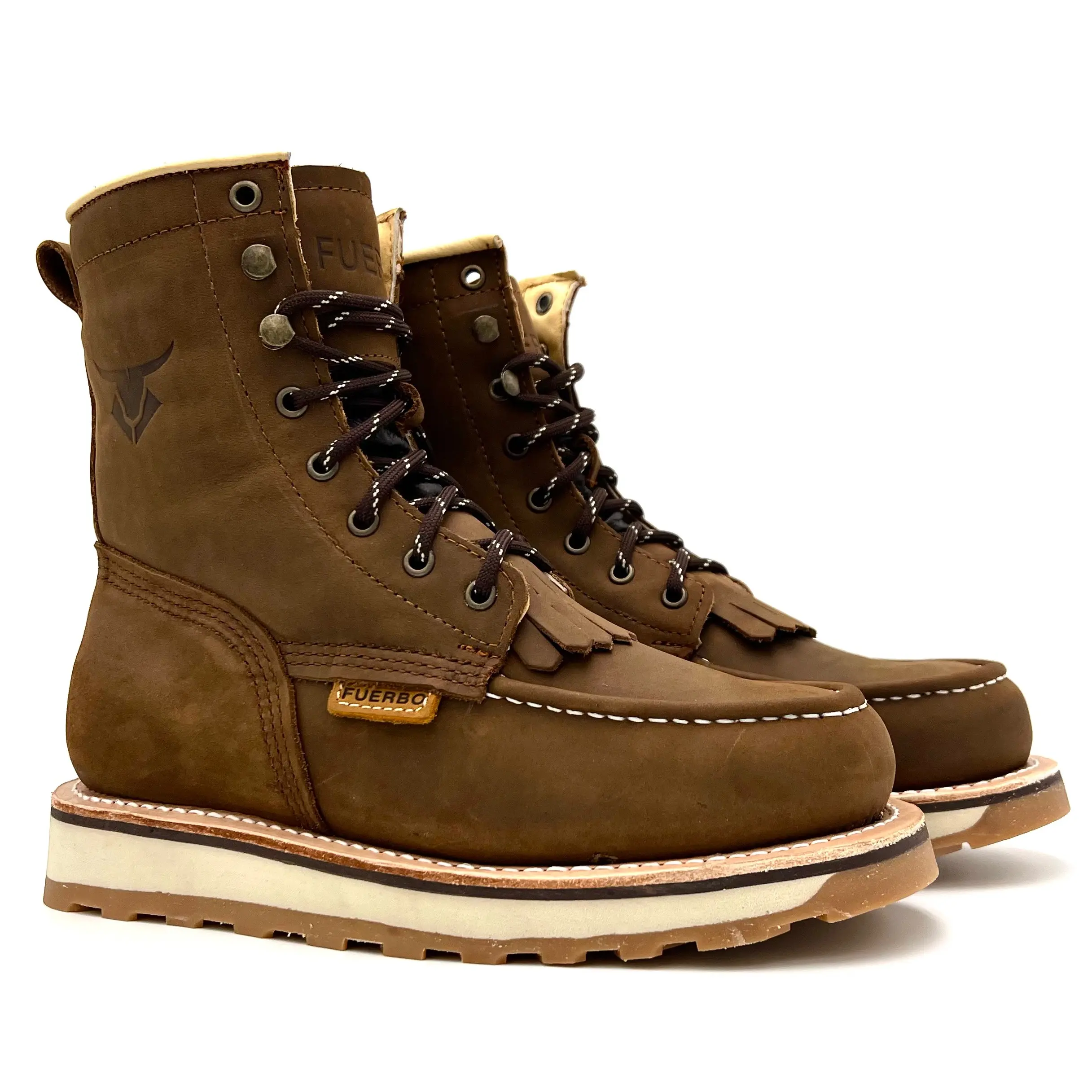 Steel Toe Work Boots Moc Toe Calf High Slip Resistant Lace Up Faux Leather Justin Men main image 3