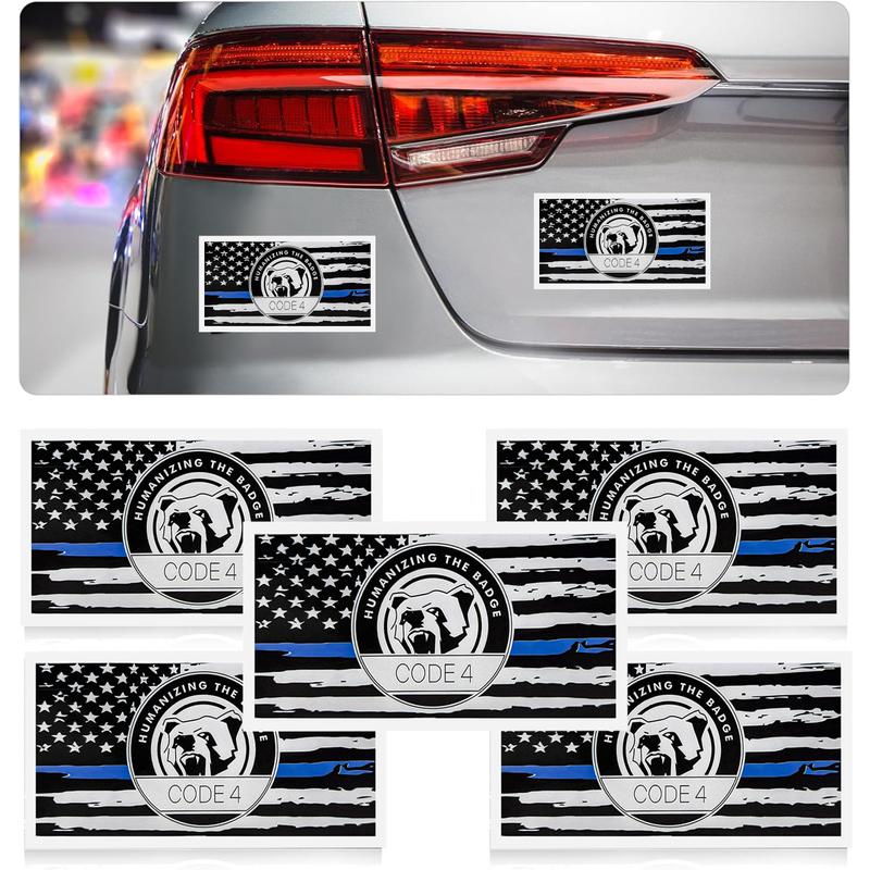5/10 Pcs Thin Blue Line Sticker - Code 4, Thin Line Flag Car Decal - American Flag Thin Blue Line Decal for Cars, Truck Stickers, Windows, Laptop Vehicle Exterior Decorative Car Decal