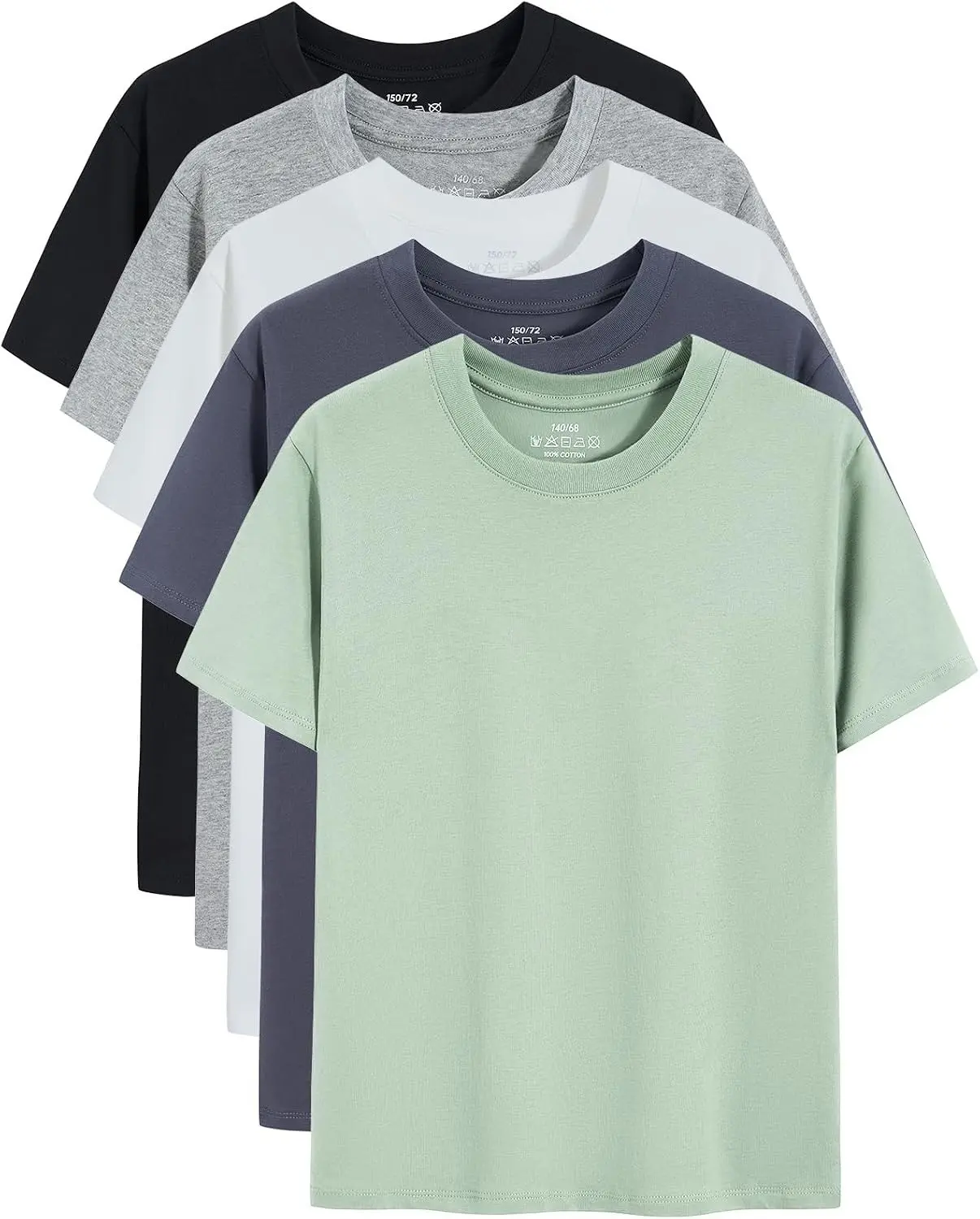 Gihuo 5 Pack Boys Tshirts Short Sleeve Shirts for Boys Cotton T-Shirts Kids Tees Clothes Summer Tops