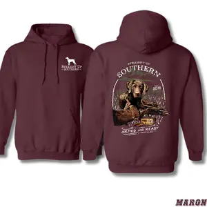 Retro Straight Up Southern Hoodie - Rustic Dog Design, Perfect for Outdoor Enthusiasts, Ideal for Southern Style, Hoodie for Men and Women