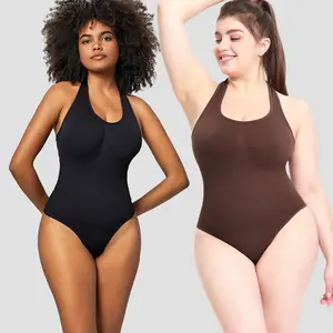 One-piece comfortable Bodyfitting Shapewear Halter Neck Shapewear Thong Seamless Body Shaper One-piece jumpsuit for women plus size