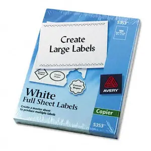 Avery 5353 Self-Adhesive Address Labels for Copiers 8-1/2 x 11 White 100/Box