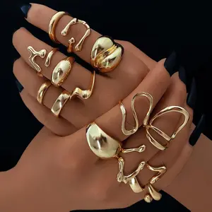 6 & 15Pcs Gold Knuckle Rings Set 18K Gold Plated Stackable Adjustable Rings Trendy Minimalist Jewelry Gifts for Women Anniversaries Birthdays All Ceremonies Everyday Use