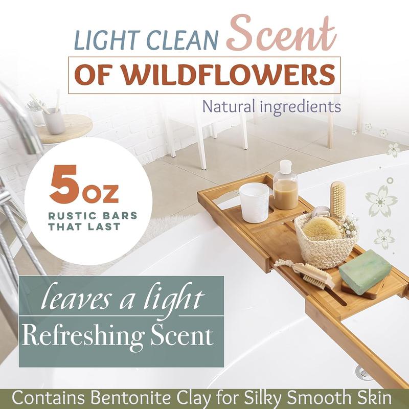 Original Recipe All Natural Amish soap bar- Made in USA, Handmade, Vegan Moisturizing for Sensitive Skin - Women & Mens Bar Soap or Mens Soap - Wildflower Scent 5 Oz Each (5 Bars) Colors Vary Body Care Body Wash