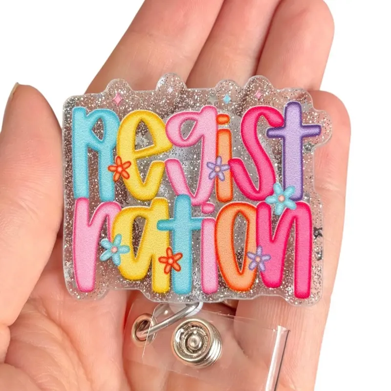 Glitter My Badge Registration badge reel for nurse and hospital workers. Badge clip Badge pull - Retractable swivel clip with a 360 rotation. Great gift for coworker. Badge reel for men.