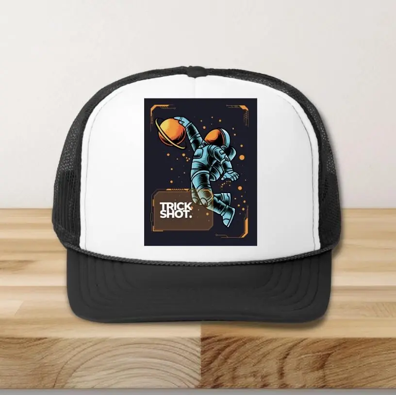 Space Basketball Hat, Trick Shot Cap, Astronaut Hat, Sports Trucker Hat, Space Athlete Hat, Outer Space Hat, Sports Lover Gift