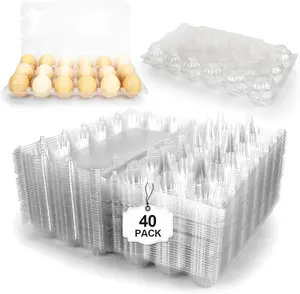 Egg Cartons 18 Count - 40 Pack Egg Cartons  Bulk - 3x6 Grids Plastic Egg Carton for  Eggs, , Farmers Market (Medium)